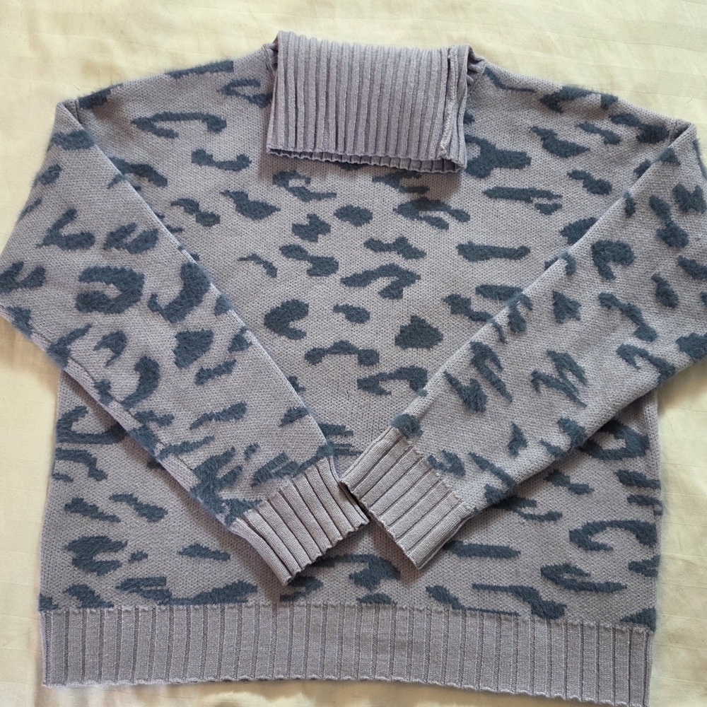 Fate Lilac Animal Turtleneck Sweater